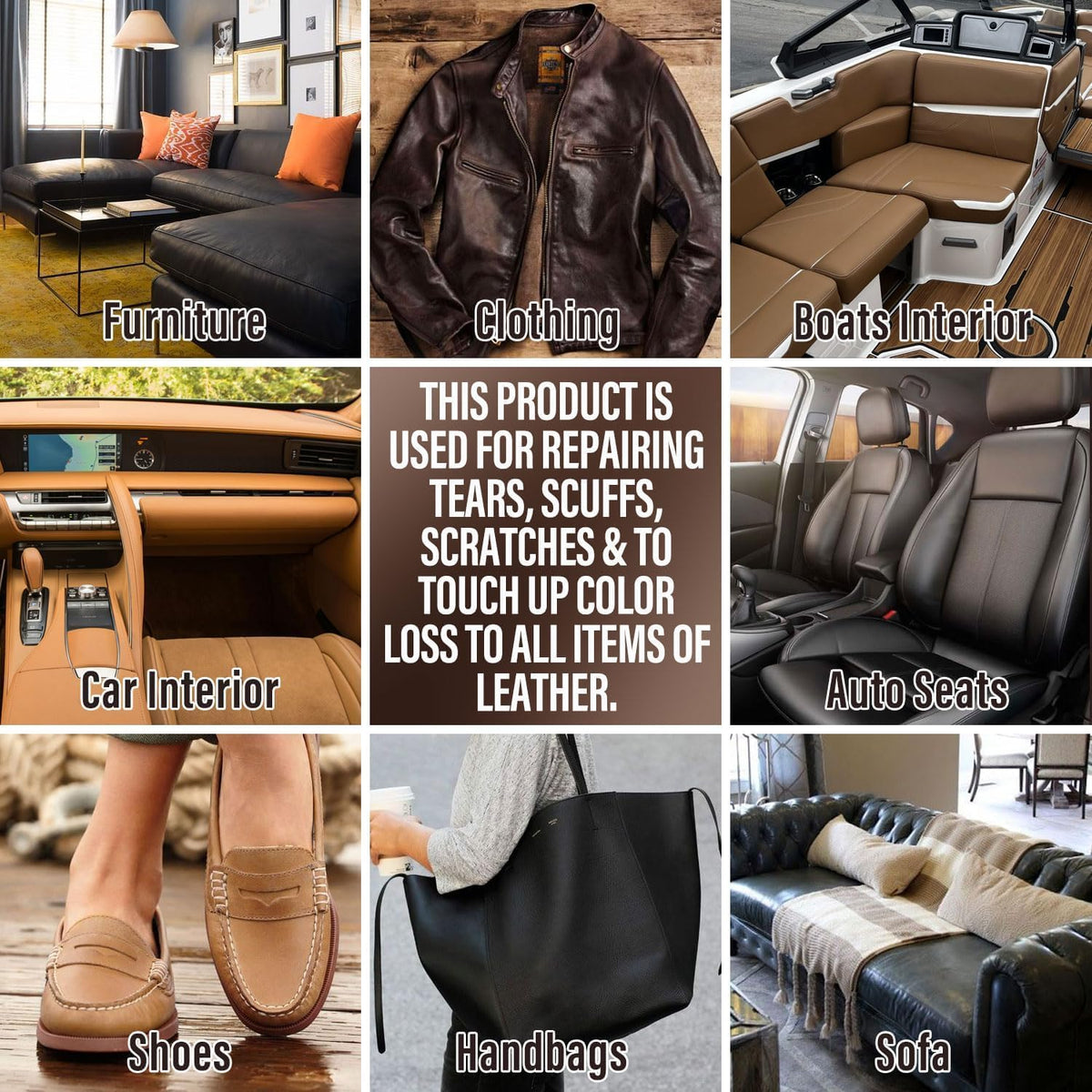 Leather Repair Kit for Furniture, Sofa, Jacket, Car Seats and Purse. Vinyl Repair Kit. Super Easy Instructions to Match Any Color, Restore Any Material, Bonded, Italian, Pleather, Genuine