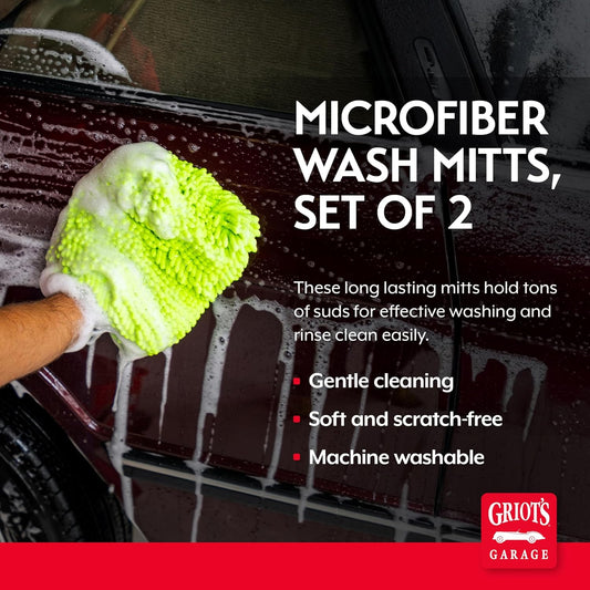 Griot's Garage Microfiber Wash Pads for Car Wash and Detailing, Soft and Ultra-Absorbent for Gentle Auto Cleaning, Machine-Washable, 8" x 10", Set of 2, 11290