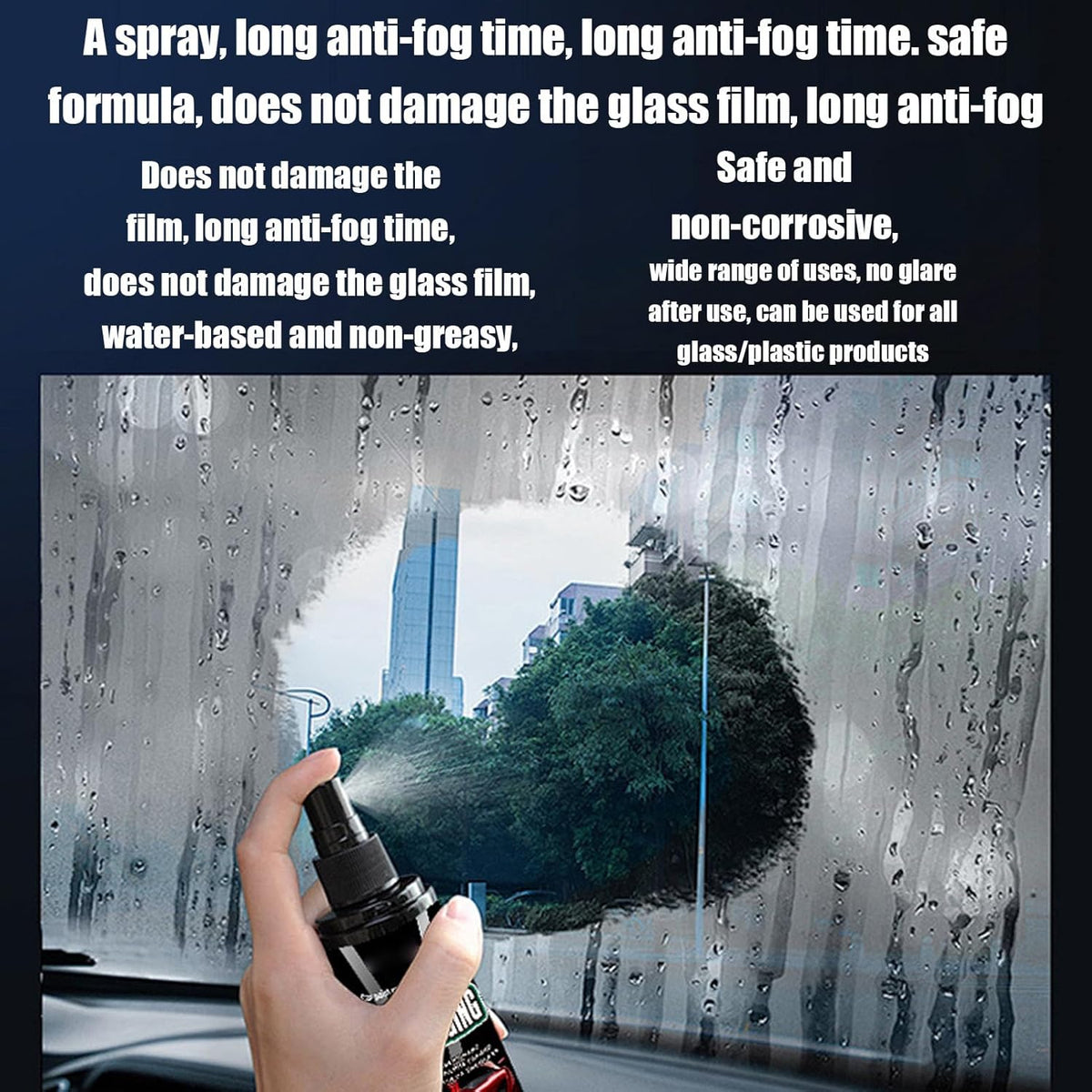 Windshield Defogger Spray – Anti Fog Glass Cleaner, Car Window | Fast-Acting Fog Prevention, Lens Solution, Interior Glass Coating, Improved Visibility for Daily Driving