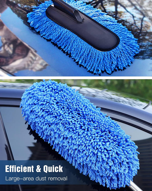 YeewayVeh Car Duster Exterior Scratch Free Microfiber Car Cleaning Brush, Extendable Handle Pollen and Dust Brush for Truck, SUV, Vehicles and Home Cleaning, Gray and Red