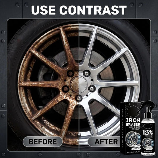 Iron Eraser Rust Remover Spray - 2026 Powerful Car Rust Remover - Fast Acting Rust Iron and Rust Remover - Professional Iron Powder Remover Cleaner for Automotive Wheels Paint Metal Surface (1PC)