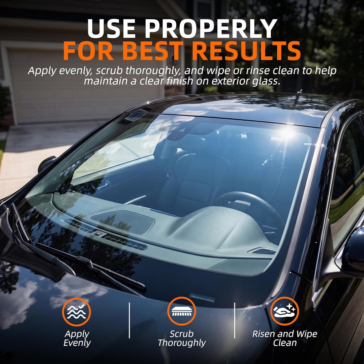 Windshield Glass Coating Kit, 100g Glass Prep Cleaner + 100ml Rain Repellent Spray, Hydrophobic Water Beading Protection, Removes Light Oil Film and Road Grime