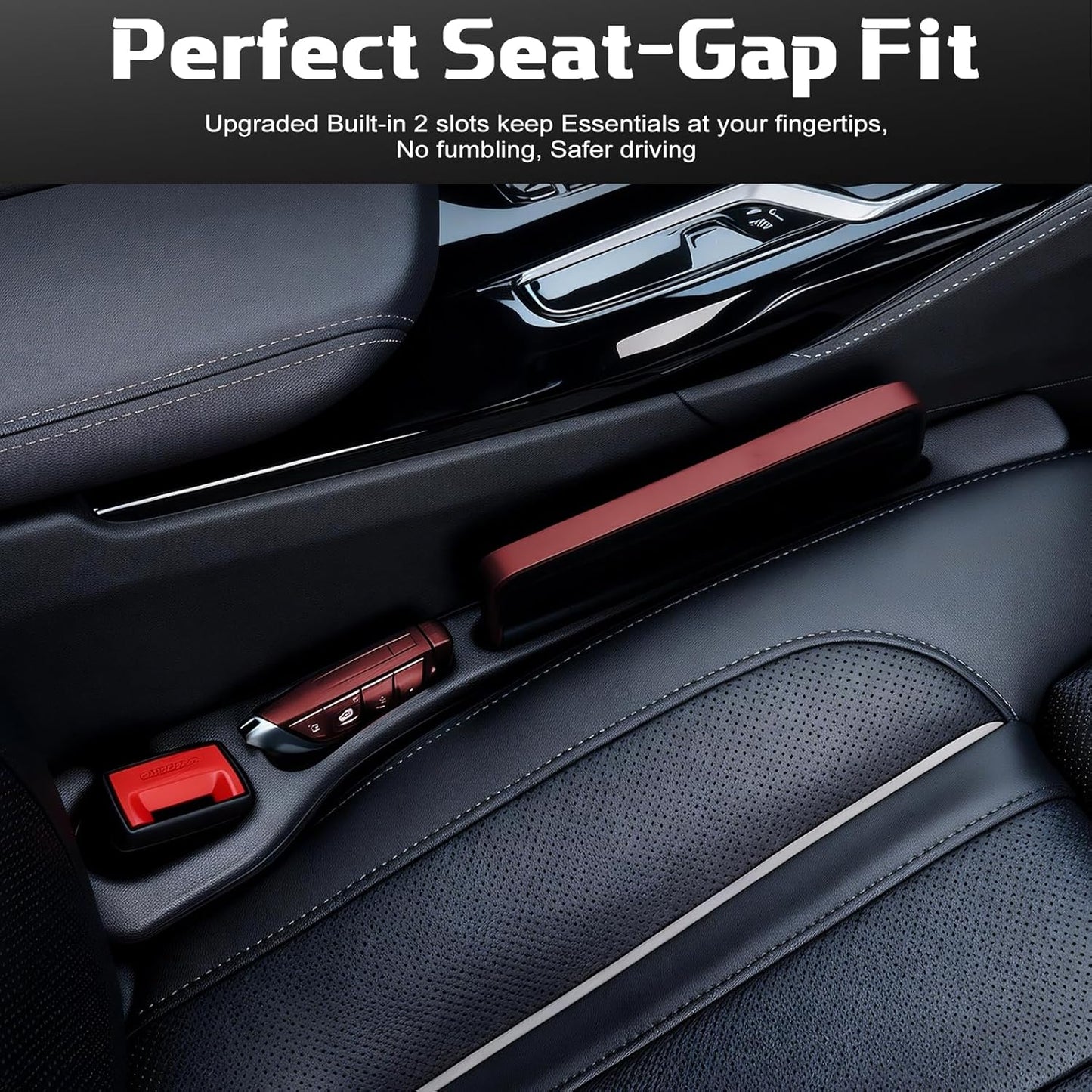 4PCS Car Seat Gap Filler Organizer, Universal Car Seat GapBlocker with Storage Slot, Leak-Proof Seat Gap Plug for Car SUV Truck,Automotive Interior Accessories, Black