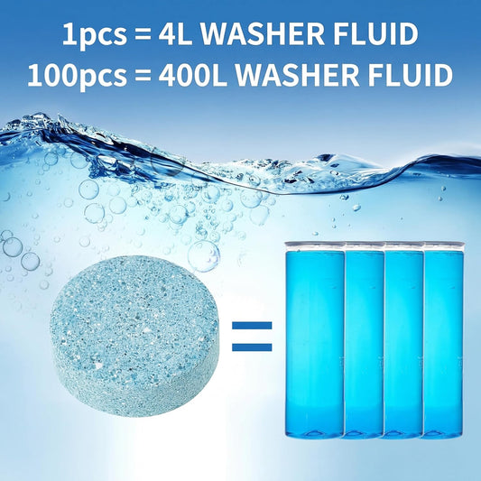 Boao 100 Pcs Car Windshield Washer Tablets Cleaning Washer Fluid Tablets Glass Concentrated Cleaner Windshield Wiper Fluid Solid Effervescent Remove Auto Glass Stains Clear Car Vision