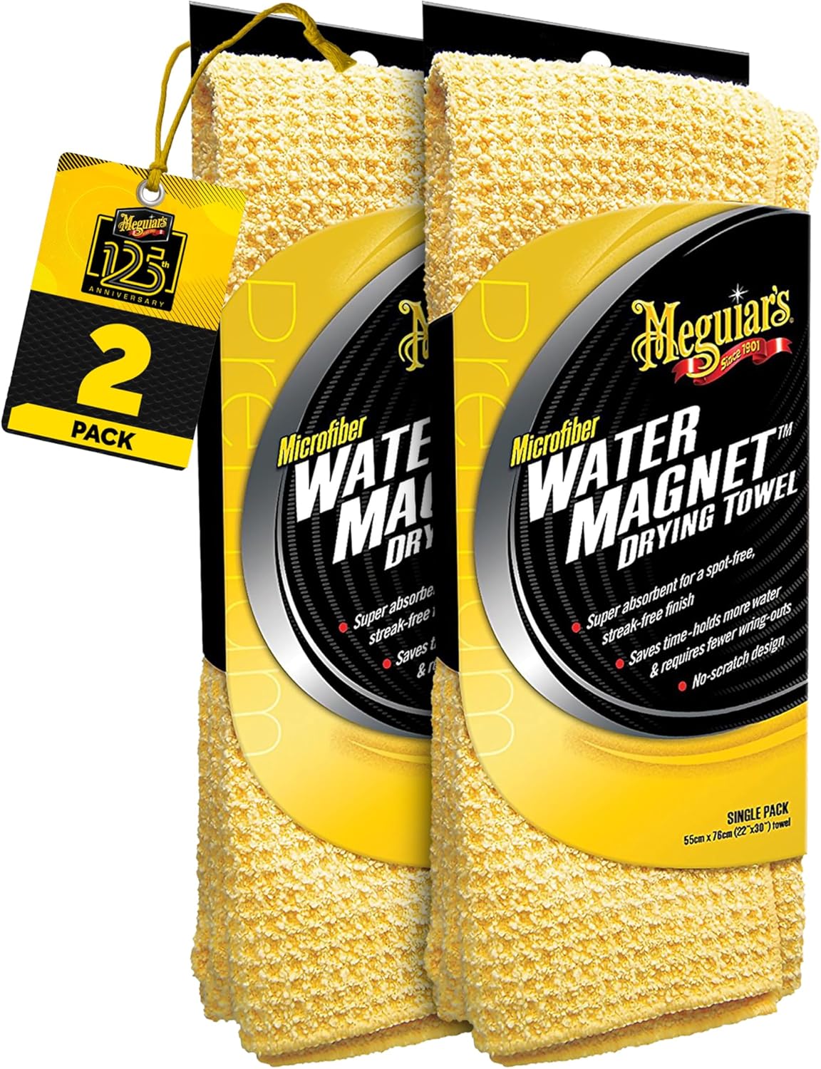 Meguiar's Water Magnet Microfiber Drying Towel, Premium Car Wash Microfiber Towel that’s Super Plush, Water Absorbent & Scratch-Free Big Microfiber Towels for Cars, 1 Pack