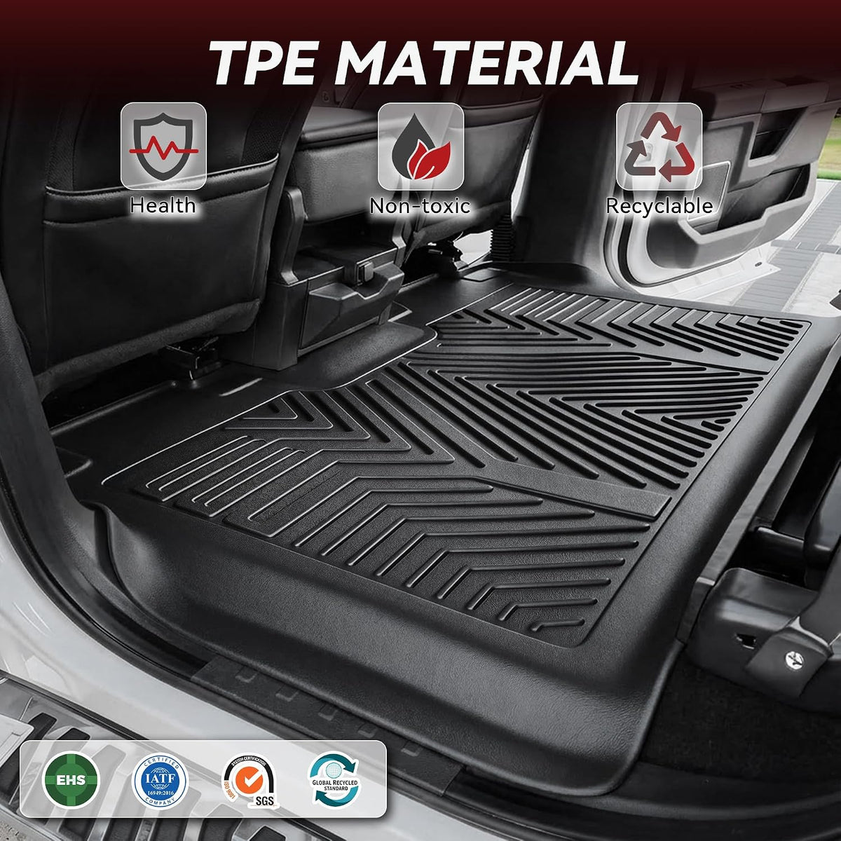 YITAMOTOR Floor Mats Fit for Ford F-150 2015-2026 & F150 Lightning 2022-2026 SuperCrew (Rear w/o U-Seat Flat Storage),TPE All Weather Truck mats, 1st & 2nd Row