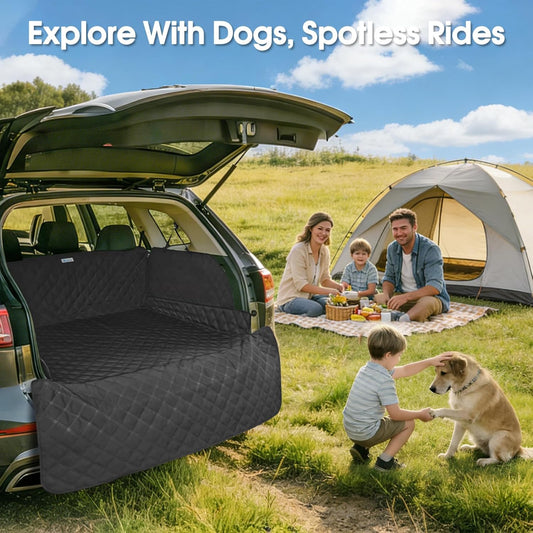 ALLANSING SUV Cargo Liner for Dogs - Heavy-Duty 900D Oxford Waterproof Pet Cargo Protector with 3-Sided Zippered All-Round Protection & TPU Suction Cups, Fits Compact SUVs