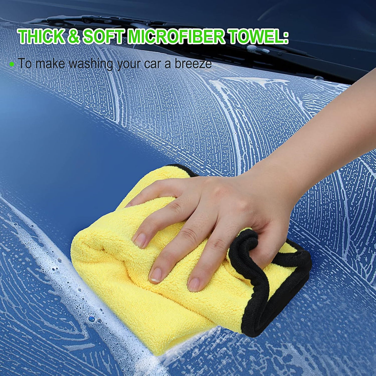 14Pcs Car Wash Kit, 62'' Car Wash Brush with Long Handle, Microfiber Scratch-Free Carwash Brush Mop Mitt Kit Car Car Washing Supplies Cleaning Kit for Cars RV SUV Truck Boat Green