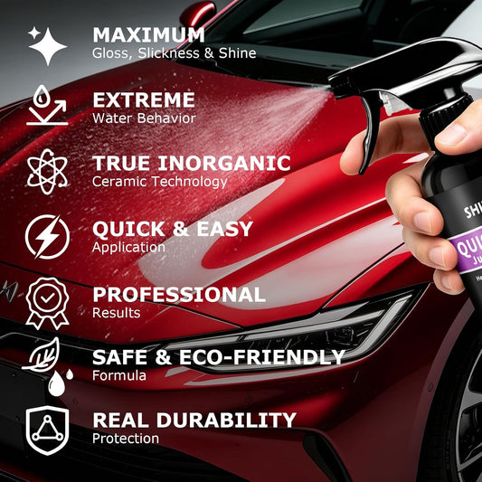 SHIELDOM Ceramic Coating Spray for Cars, Quick Effect Coating Agent Shiny Car Stuff Paint & Glass Hydrophobic Wax High Gloss Coat for Vehicles, Motorcycle, Trucks, Rvs & More - 10oz/300ml