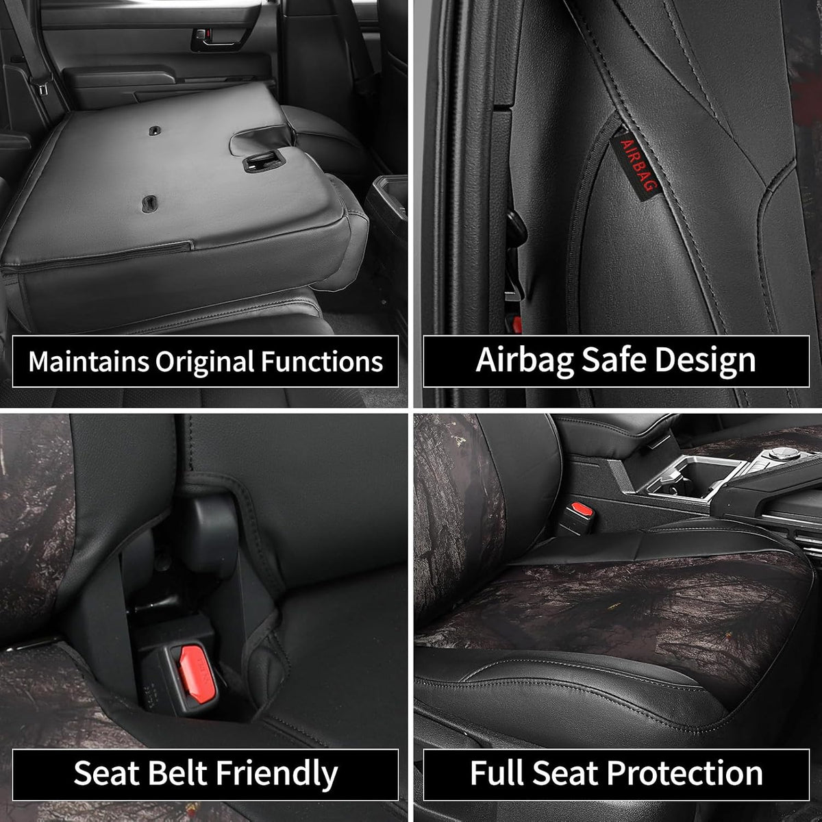 EKR Tacoma Car Seat Covers Custom Fit for Toyota Tacoma (Petrol) 2024 2025 2026 DoubleCab/CrewCab SR/SR5/TRD Sport/TRD Off-Road/Limited -Truck Seat Covers Full Set,Faux Leather(Black)