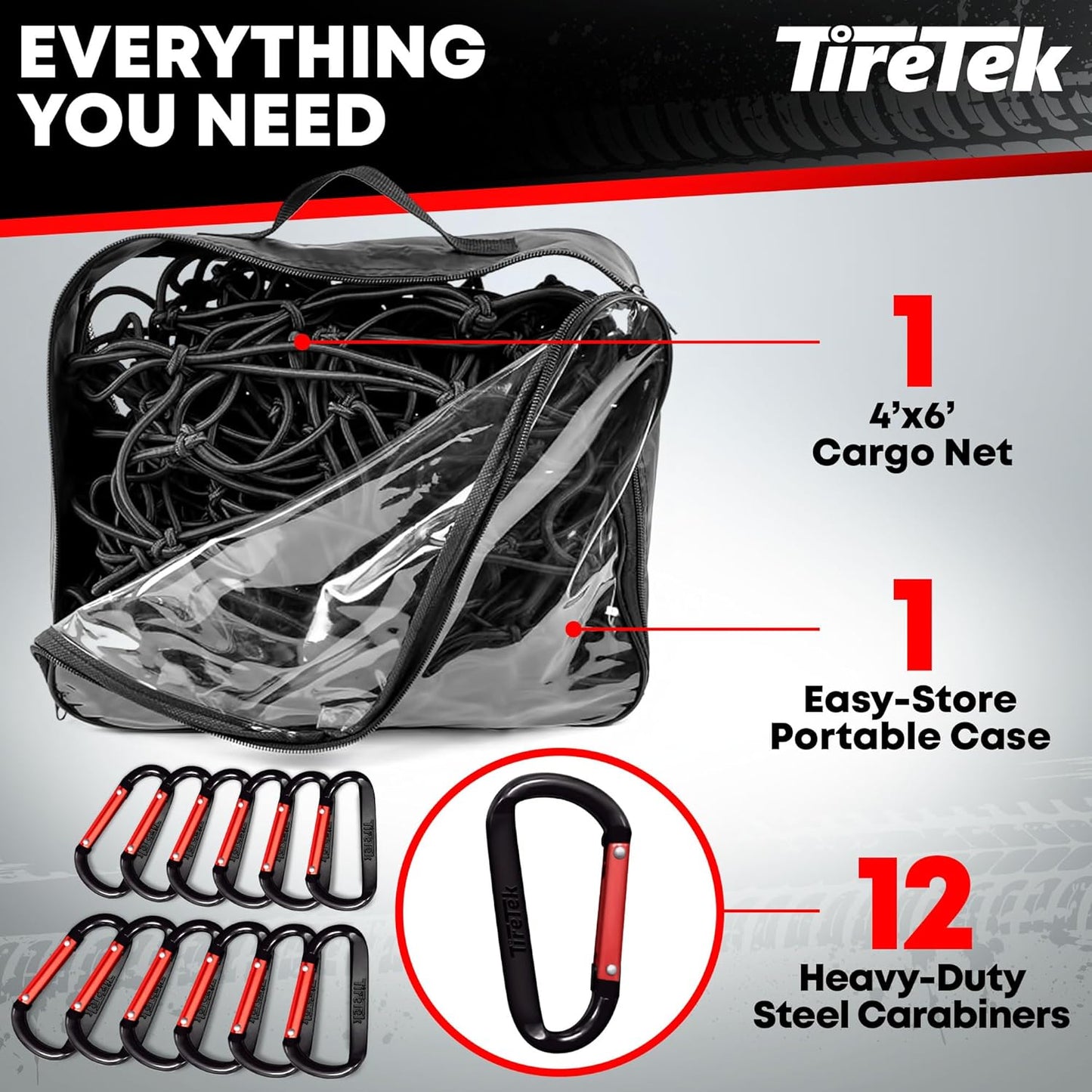 Cargo Net for Pickup Truck Bed (4'x6' Stretches to 8'x12') Double Thick Heavy Duty Truck Bed Net for Dad, & Husband - 12 Metal Carabiners, Bungee Mesh Accessory with Strap Hooks
