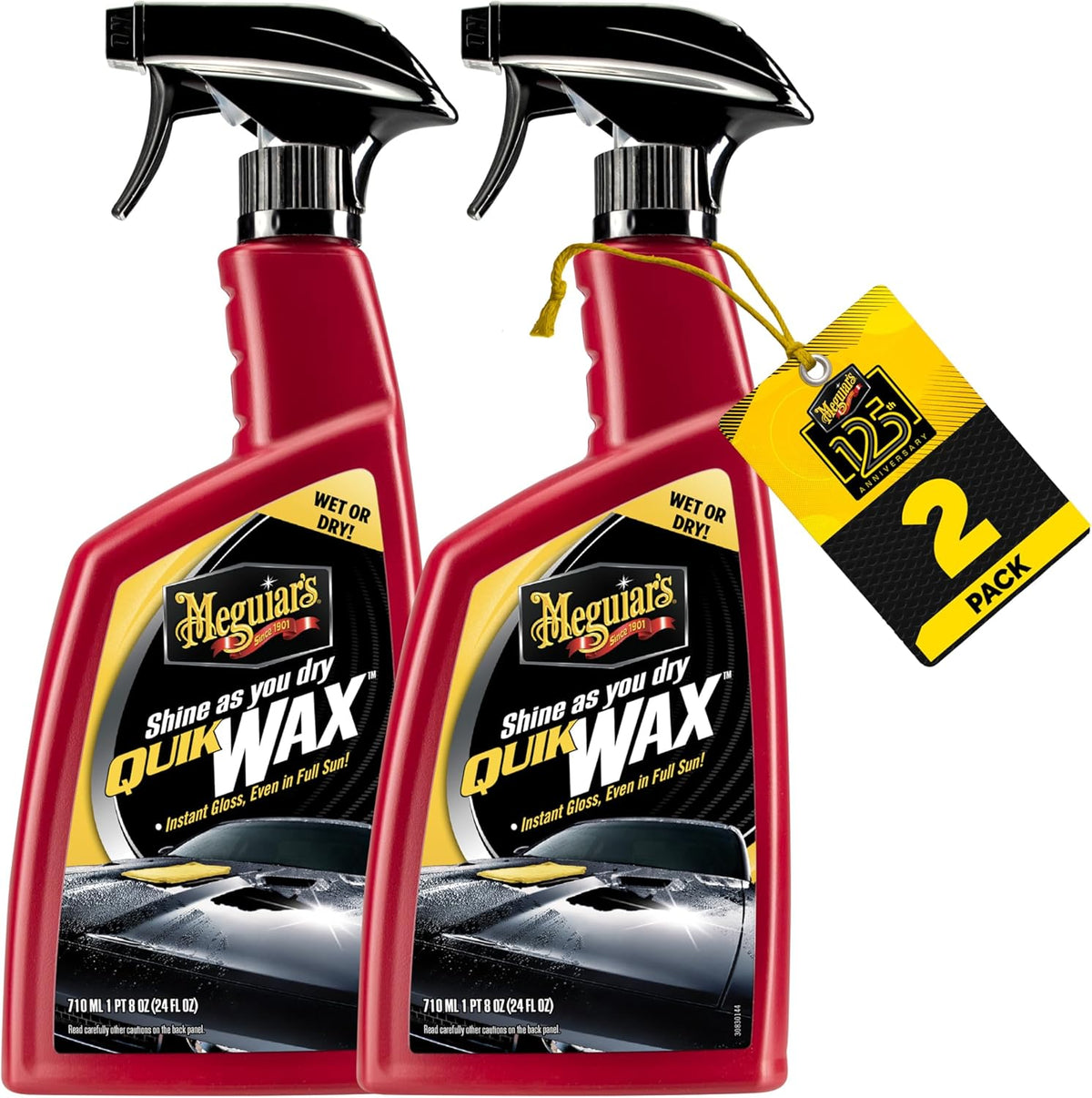 Meguiar’s Quik Wax, Spray Wax, Spray On Car Wax For Protection, Enhances Shine; Use On Exterior Paint And Clear Coat On Cars, Trucks & Suvs; Apply On Wet Or Dry Paint, Even In Direct Sunlight - 24 Oz