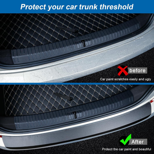 Soft & Bendable Rear Bumper Guard Protector 37.4" x 2.56" - Carbon Fiber Leather Anti-Scratch Strip for SUV/Trunk | Flexible But NOT Stretchable | Trim to Fit