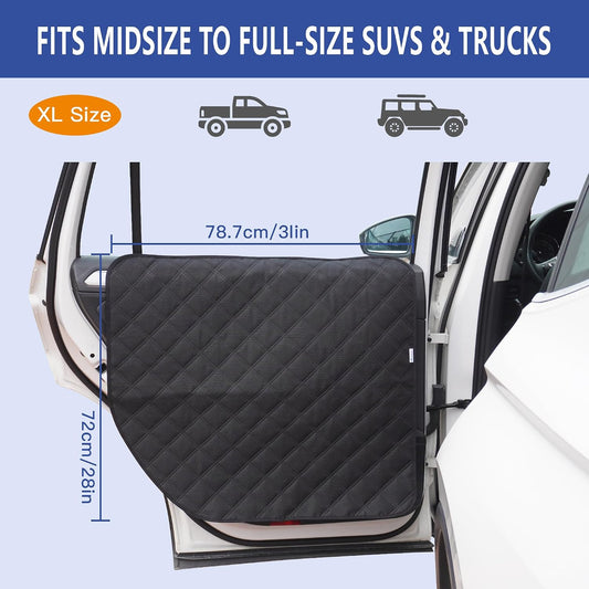 ALLANSING Dog Car Door Protector 2-Pack, Protects Doors from Dog Scratches, 900D Heavy Duty Thick Fabric, Window Roll Compatible & No Tint Damage, Secure Fit for Cars/SUVs/Trucks
