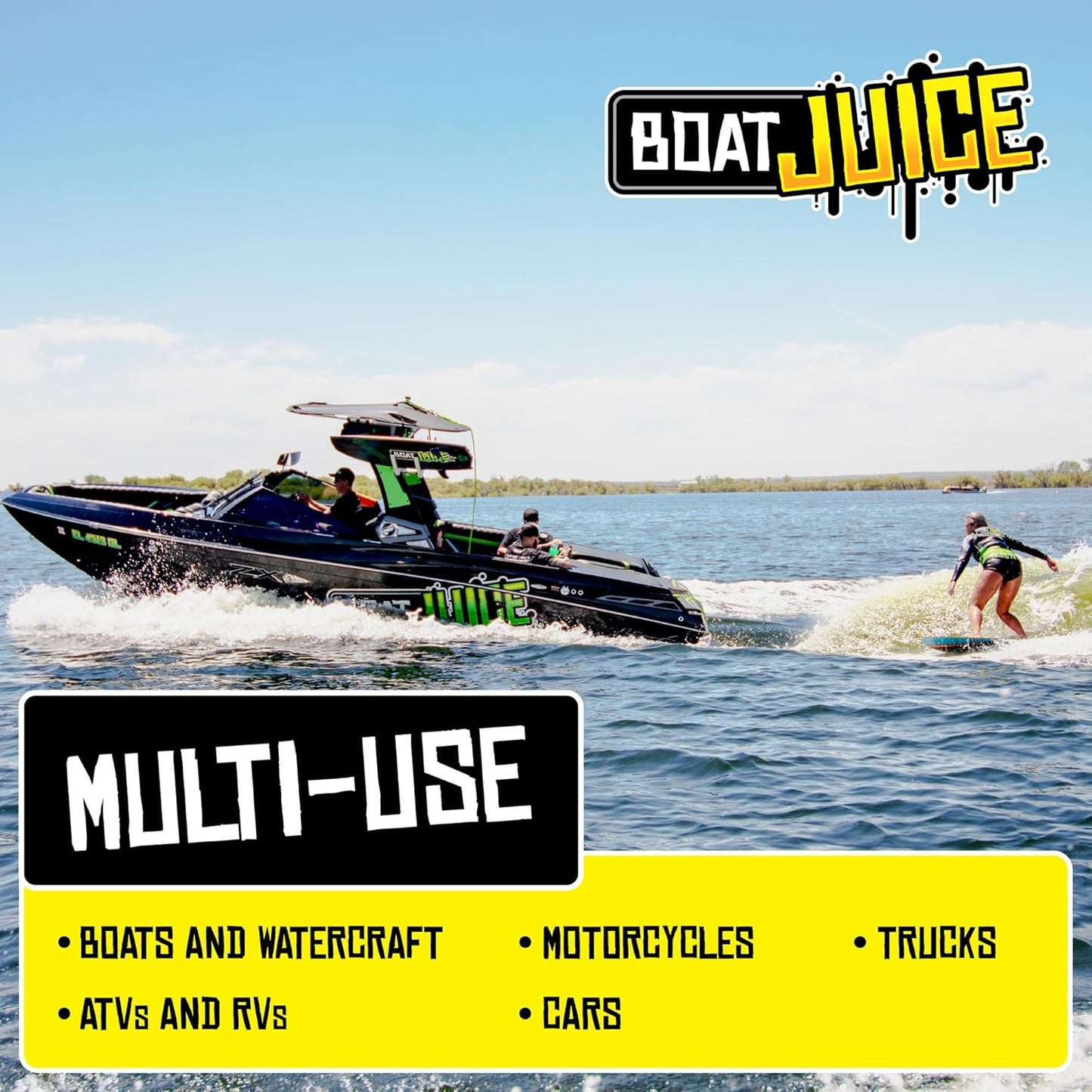 Boat Juice 2in1 Boat Glass Cleaner & Anti-Fog Spray | Boat Cleaner for Glass, Windows, & Electronic Screens | Lemon Drop Scent | Marine Detailing & Cleaning Supplies, Accessories | Made in USA (16oz)