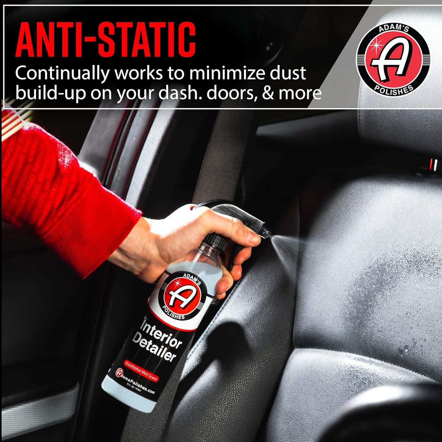 Adam's Polishes Interior Detailer 16oz - Total Car Interior Cleaner, Protectant & Dressing, All Purpose Cleaner & Leather Conditioner, Vinyl, Dashboard, Screen, Seat Cleaner & More