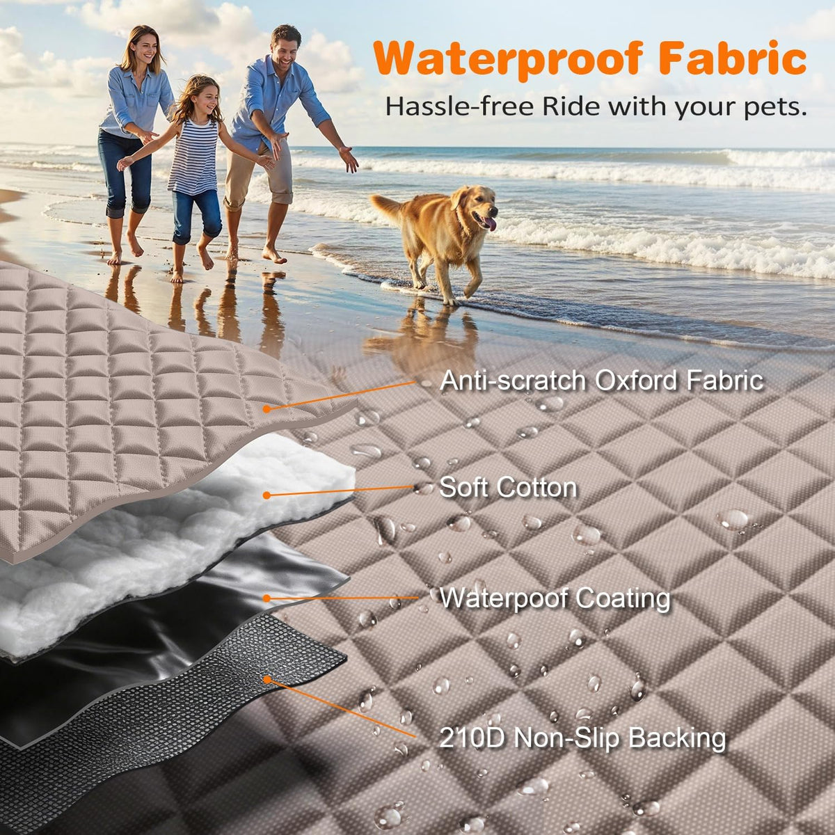 URPOWER 4 in 1 Dog Car Seat Cover for Back Seat, Waterproof Dog Hammock with Mesh Window and Side Flap Pet Car Seat Protector Dogs Backseat Cover for Cars, SUVs & Mid-Size Trucks