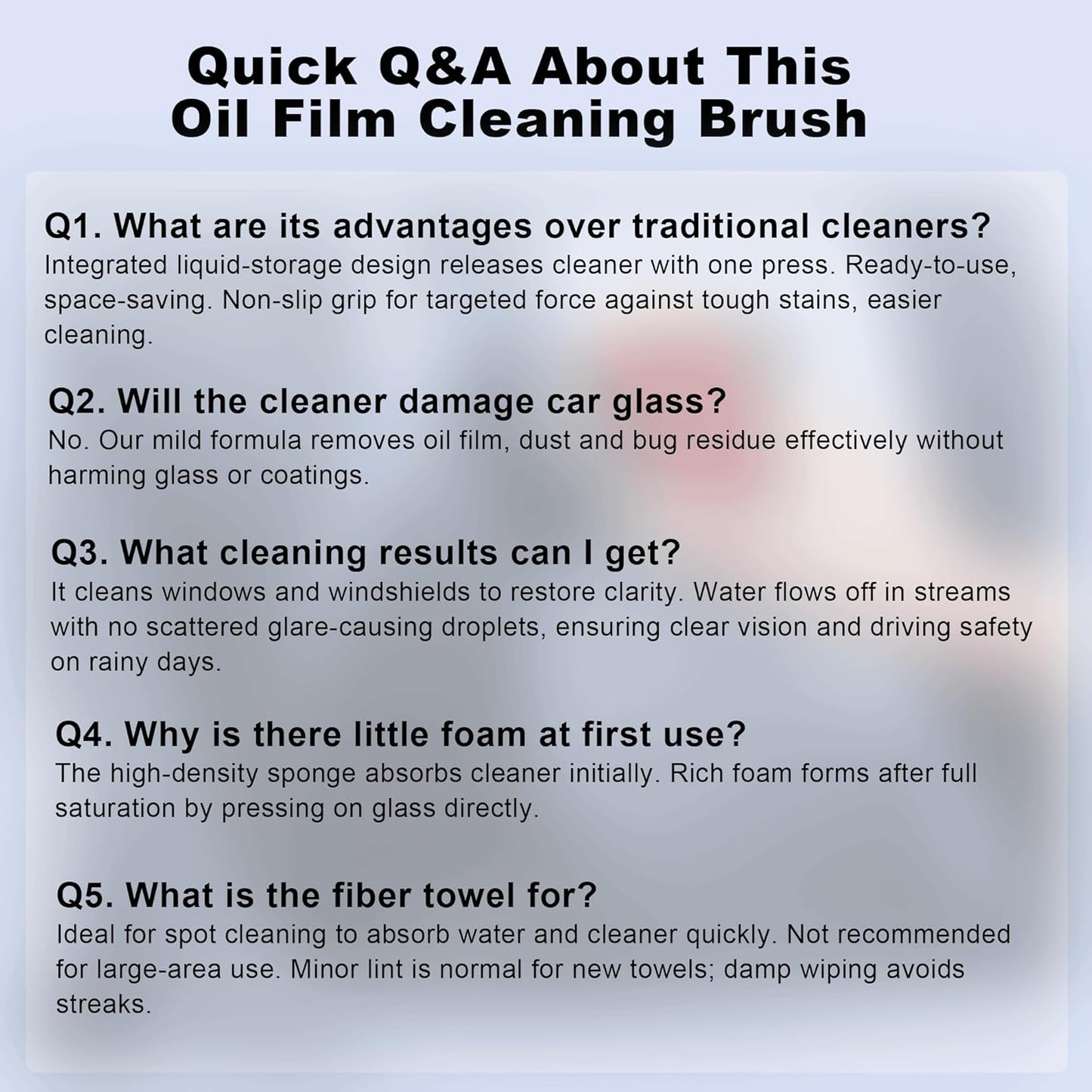 Automotive Oil Film Cleaning Brush for Car Windows Clear Vision Glass Cleaner Removes Oil Film for Crystal Clarity and Anti-Fog, Windshield Oil Film Remover Comes with Microfiber Towel for Car (Red)