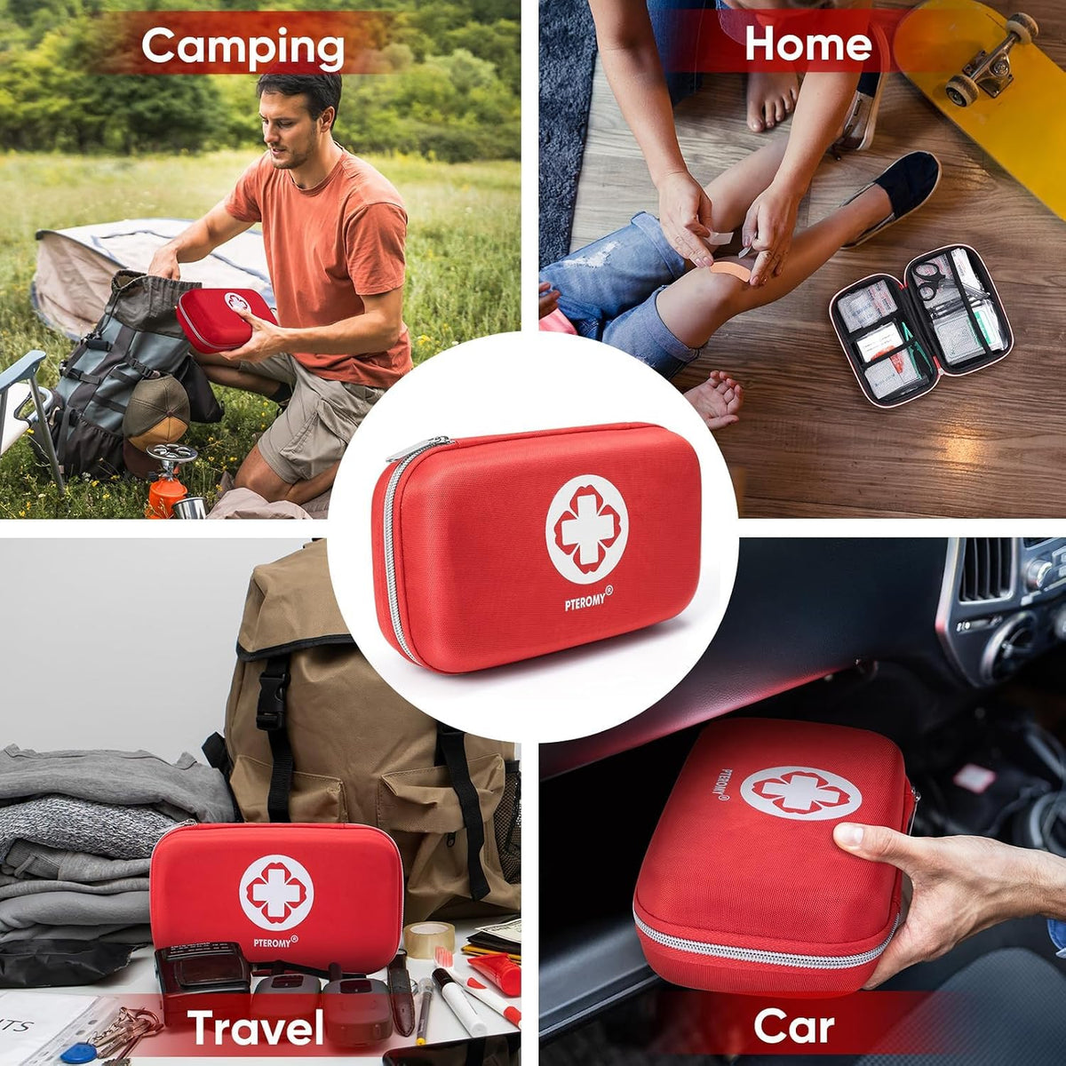 PTEROMY 150 Piece Mini First Aid Kit, Portable Small Emergency Kits Compact 1st Aid Kit for Car, Travel, Home, Camping, Outdoor, Hiking
