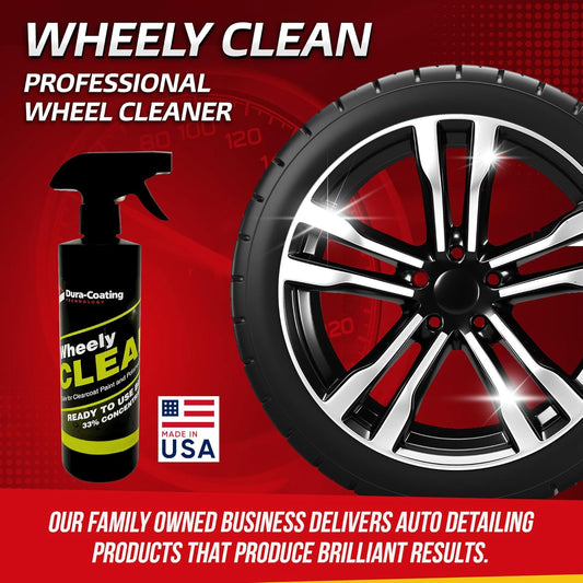 DURA-COATING TECHNOLOGY Wheely Clean - Professional Wheel Cleaner Spray - Ready-to-Use Tire Cleaner and Rim Cleaner - Suitable for Aluminum, Chrome, or Clear-Coated Wheels - Removes Brake Dust - 16 oz