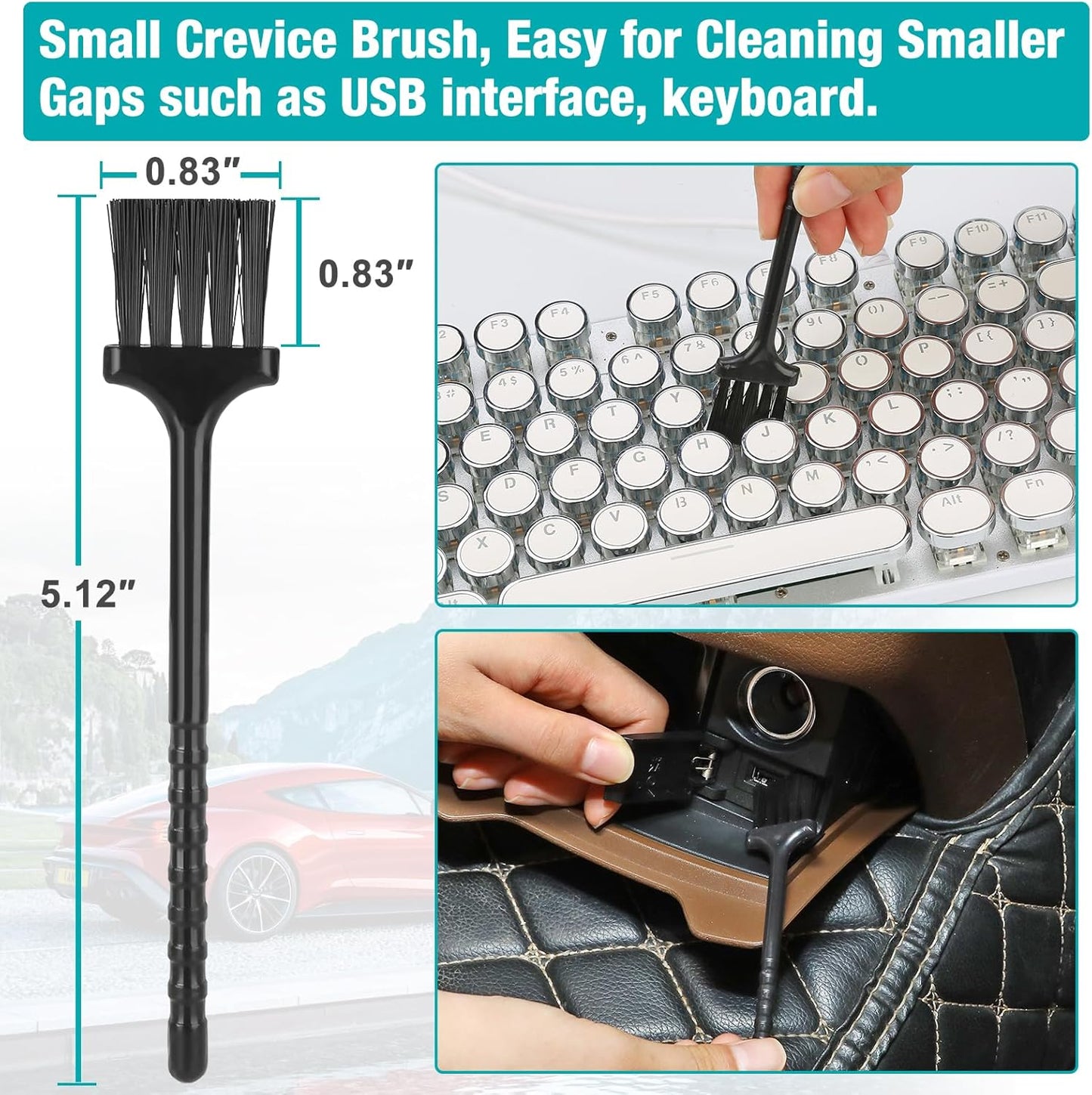 Luscinum Car Interior Duster Detailing Cleaning Gel Brushes Kit, Soft Dust Detail Crevice Brush Slime Putty Cleaner Accessories Tools for Dashboard,Air Vent,Panel,Leather