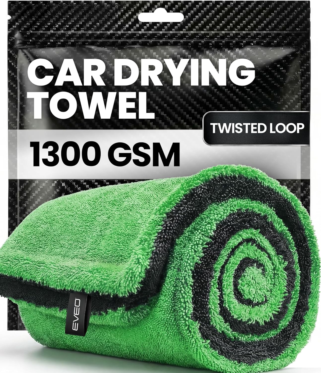 EVEO Car Drying Towel - (1300 GSM) XL Drying Towels Car Detailing - Car Microfiber Towel (36"x24") Microfiber Drying Towels for Cars Towels Drying, Car Wash Towels, No Scratch, Ultra Absorbent - Grey
