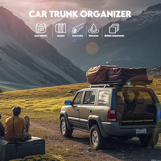 Trunk Organizer for Car, Collapsible Trunk Organizer with Multi Pockets, 3 Compartments Storage Organizer for Car SUV, Truck, Sedan