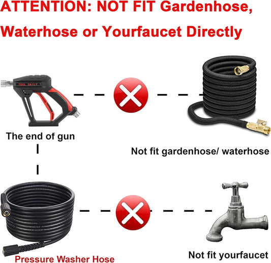 Tool Daily Short Pressure Washer Gun with Foam Cannon, 1/4 Inch Quick Connector, with 5 Pressure Washer Nozzle Tips, 1 Liter