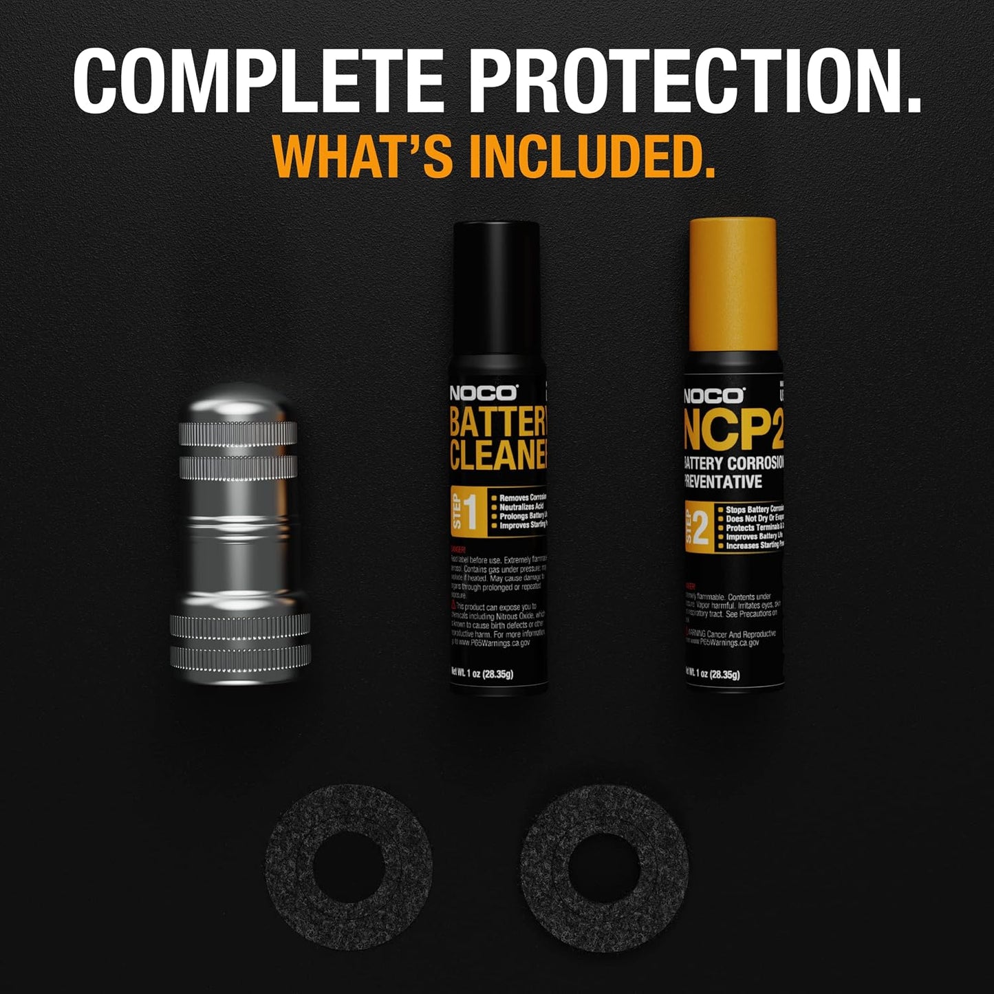 NOCO NCP2 M401 Battery Terminal Cleaning Kit with Battery Corrosion Preventative Spray, Battery Cleaner Spray, Battery Terminal Cleaning Brush, and Anti-Corrosion Washers