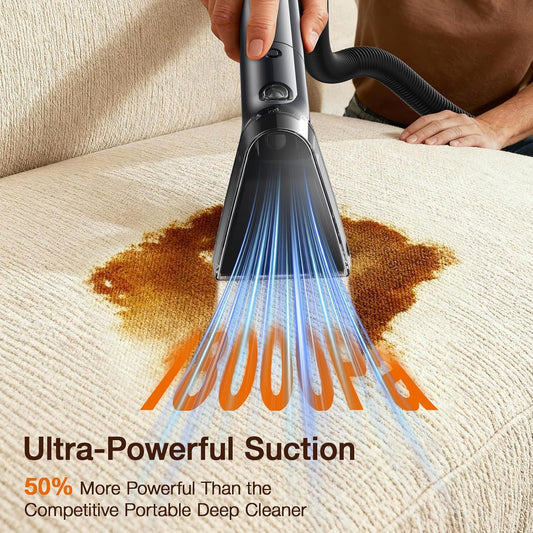 Portable Carpet & Upholstery Cleaner, 18Kpa Carpet Cleaner Machine for Deep Stain Removal, Spot Cleaner for Pet Accidents, Area Rugs, Stairs, Car Upholstery & Couches, Includes Tools & Self-Cleaning