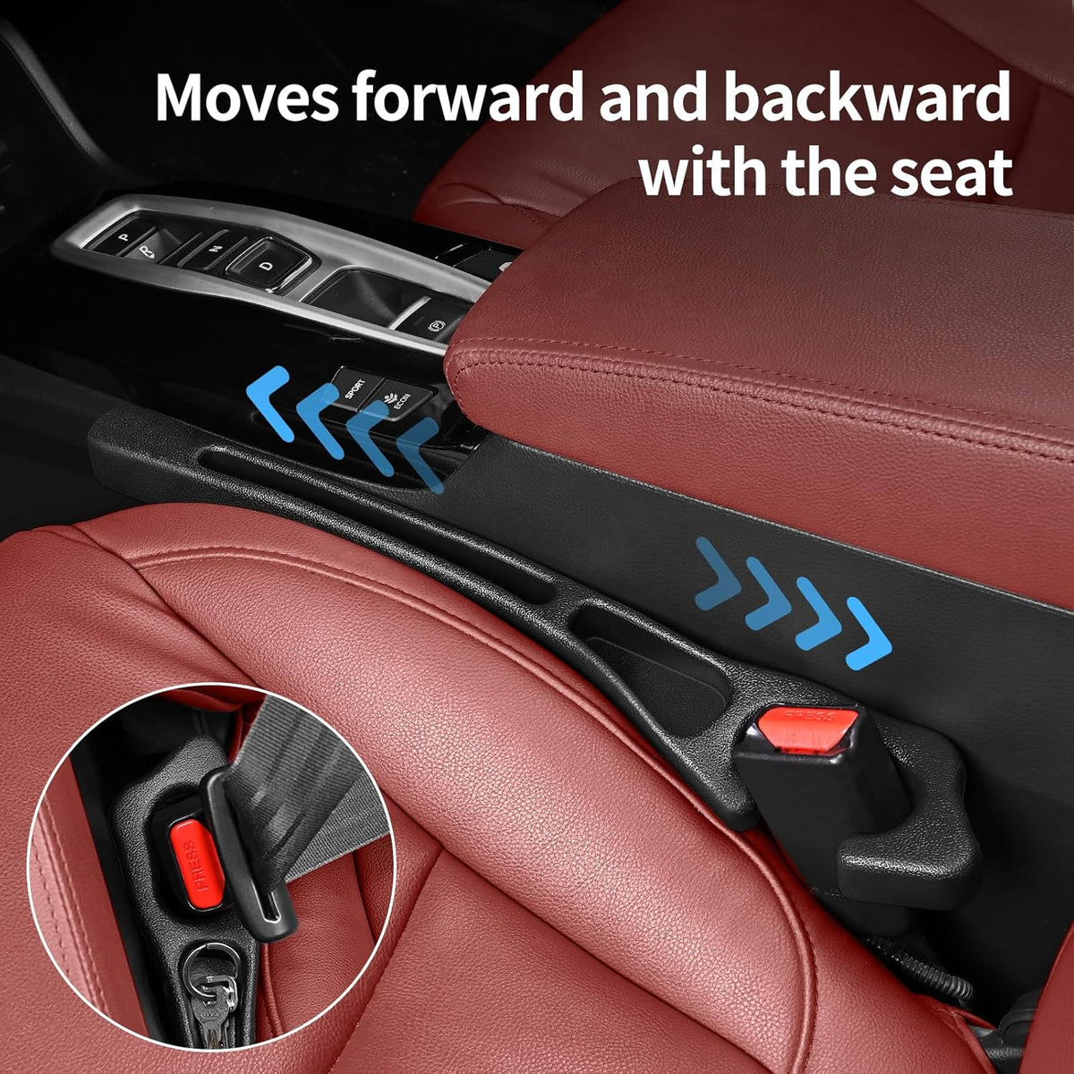 7F Car Seat Gap Filler, Organiser Between Seat and Centre Console, Universal Car Accessories, Fit SUV Truck Storage Black