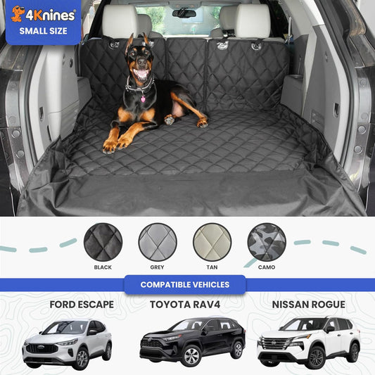 4Knines Split Cargo Liner for SUV – For Dogs & Pets, Heavy-Duty, Waterproof Trunk Mat & Cargo Cover – Fits 60/40 Split Bench & Armrest Pass-Through – Machine Washable, Non-Slip, Durable (Large, Black)