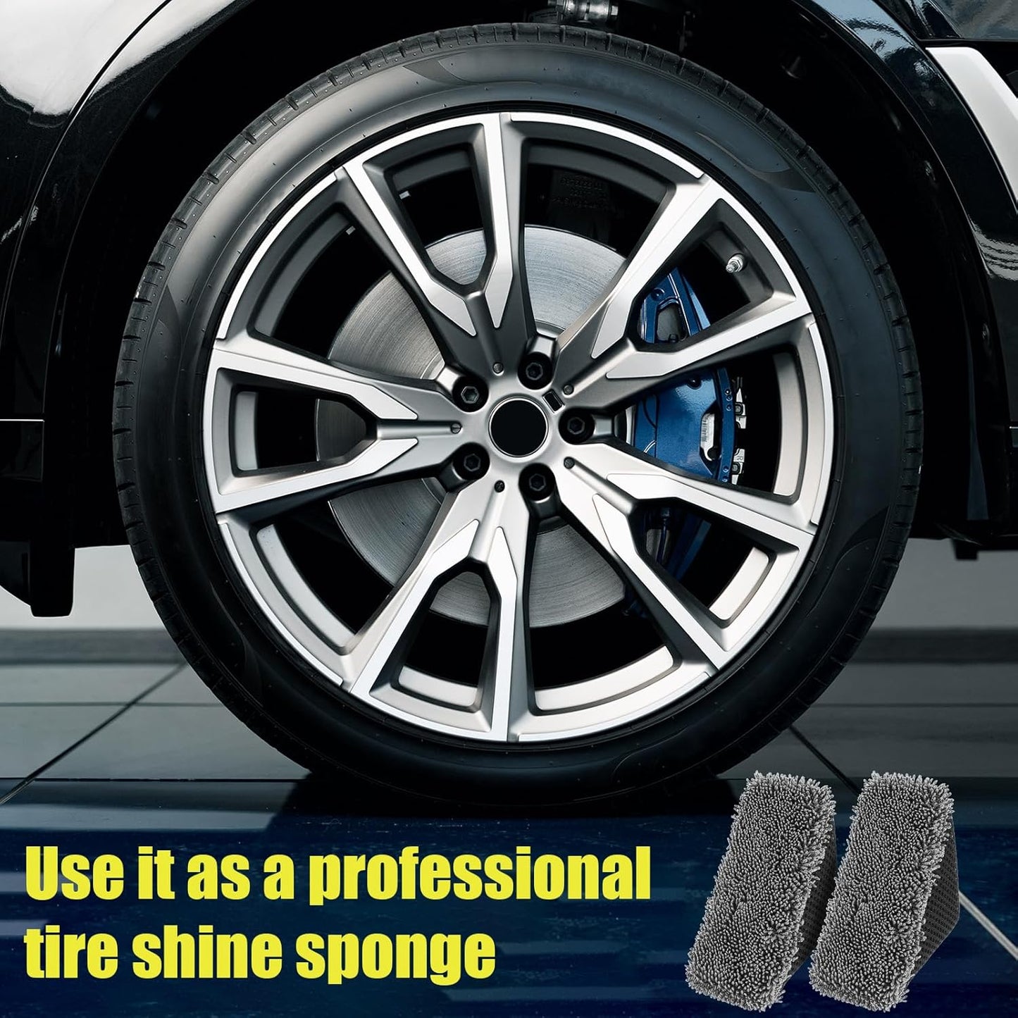 3 PCS Tire Shine Applicator Sponges, Microfiber Tire Brightener Applicator Pad Durable and Reusable Tires Dressing Applicators Pad, Tires Applicator-Pad for Car Detailing Cleaning Sealant Conditioner