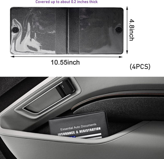 4 PCS Car Registration and Insurance Holder, Vehicle Glove Box Organizers with Closure for License Document, Auto Essential Paperwork Wallet Case Holder, Car Accessories (Black, Car Logo)