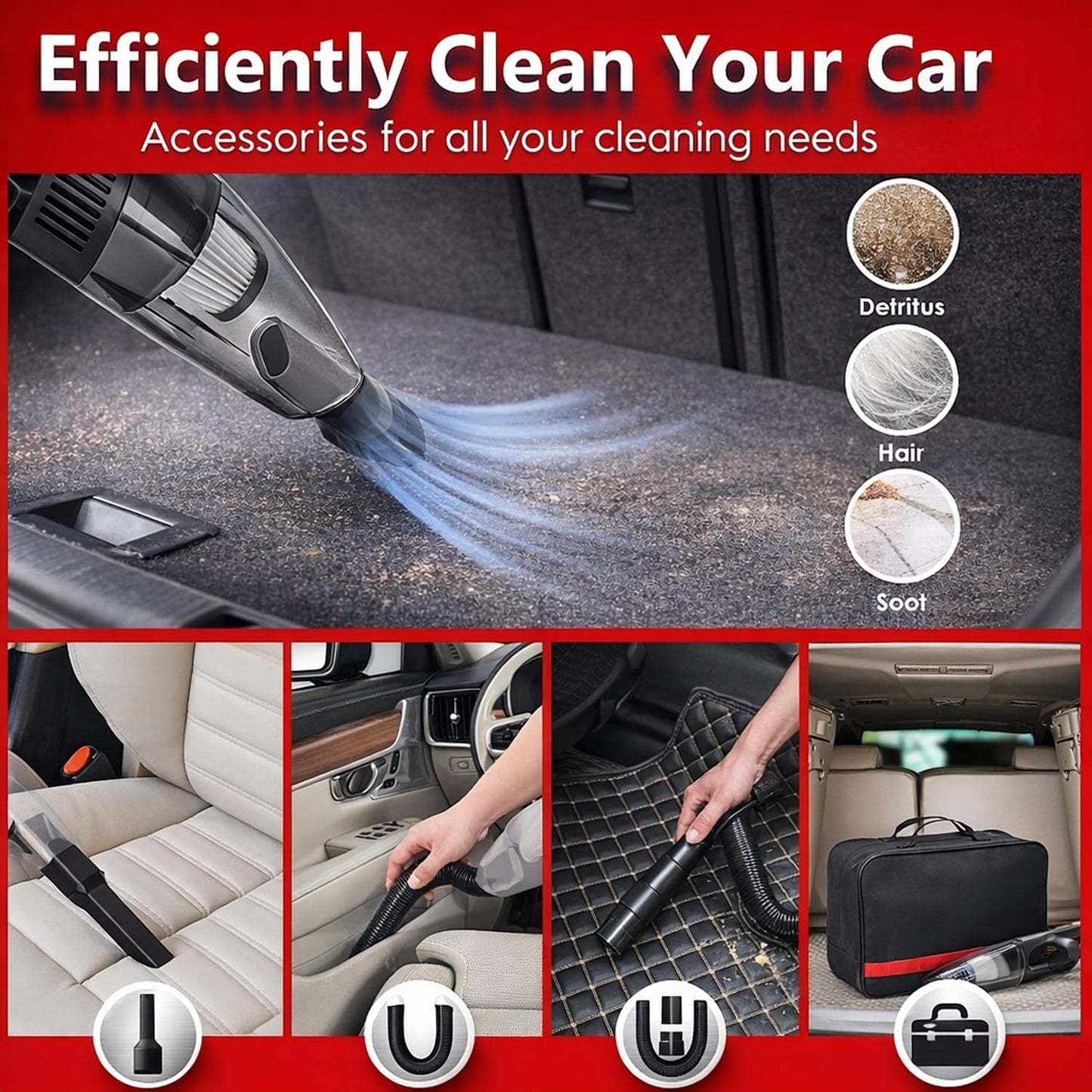 56Pcs Car Wash Cleaning Kit with Foam Gun, Car Wash Brush with Long Handle, Car Detailing Kit, Car Wheel Brush for Car Cleaning Supplies, Adjustable Hose Wash Sprayer-Quick Connector to Any Hose