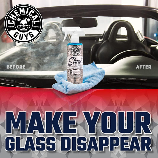 Chemical Guys Streak Free Glass and Window Cleaner - Works on Glass, Windows, Mirrors, and Screens, Ammonia-Free and Safe on Tinted Windows, for Cars, Trucks, SUVs, and Home Use - 16 oz