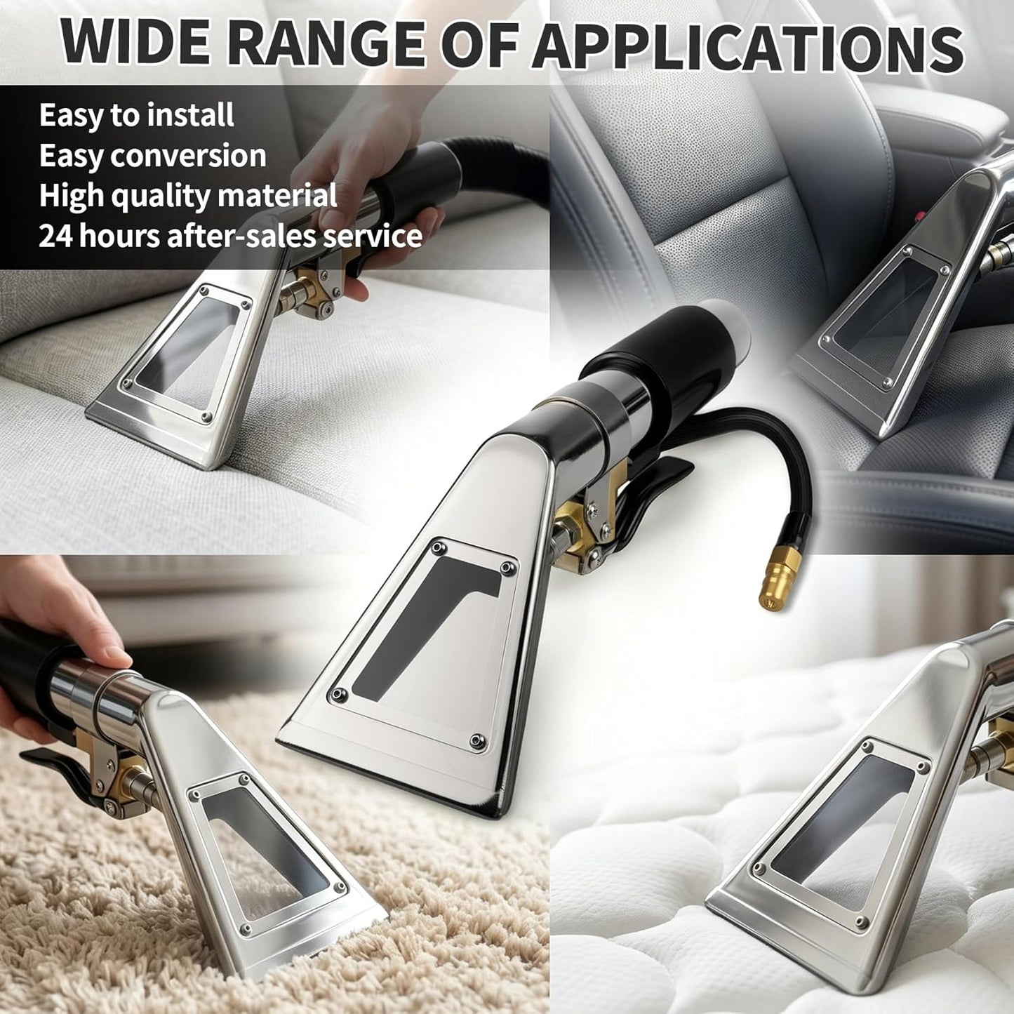 Shop Vac Extractor Hose Kit, Stainless Steel Extractor Wand with Viewing Window and Hose for Upholstery, Carpet Cleaning & Auto Detailing Shop Vacuum with Vacuum Hose, Waterline & Adapter Extractor