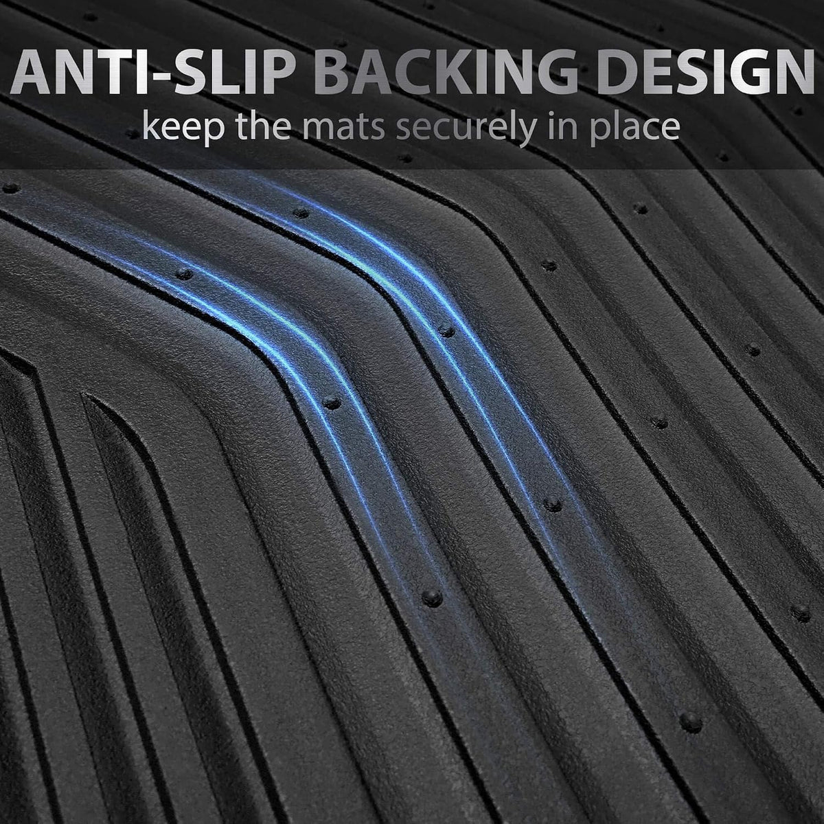 CAR PASS Rubber Car Mats, Waterproof Car Floor Mats All Weather,Car Mat Full Set 3 Piece, Automotive Floor Mat Trim to Fit for Cars Sedans SUVs Trucks, Anti-Slip Easy Clean, All Black