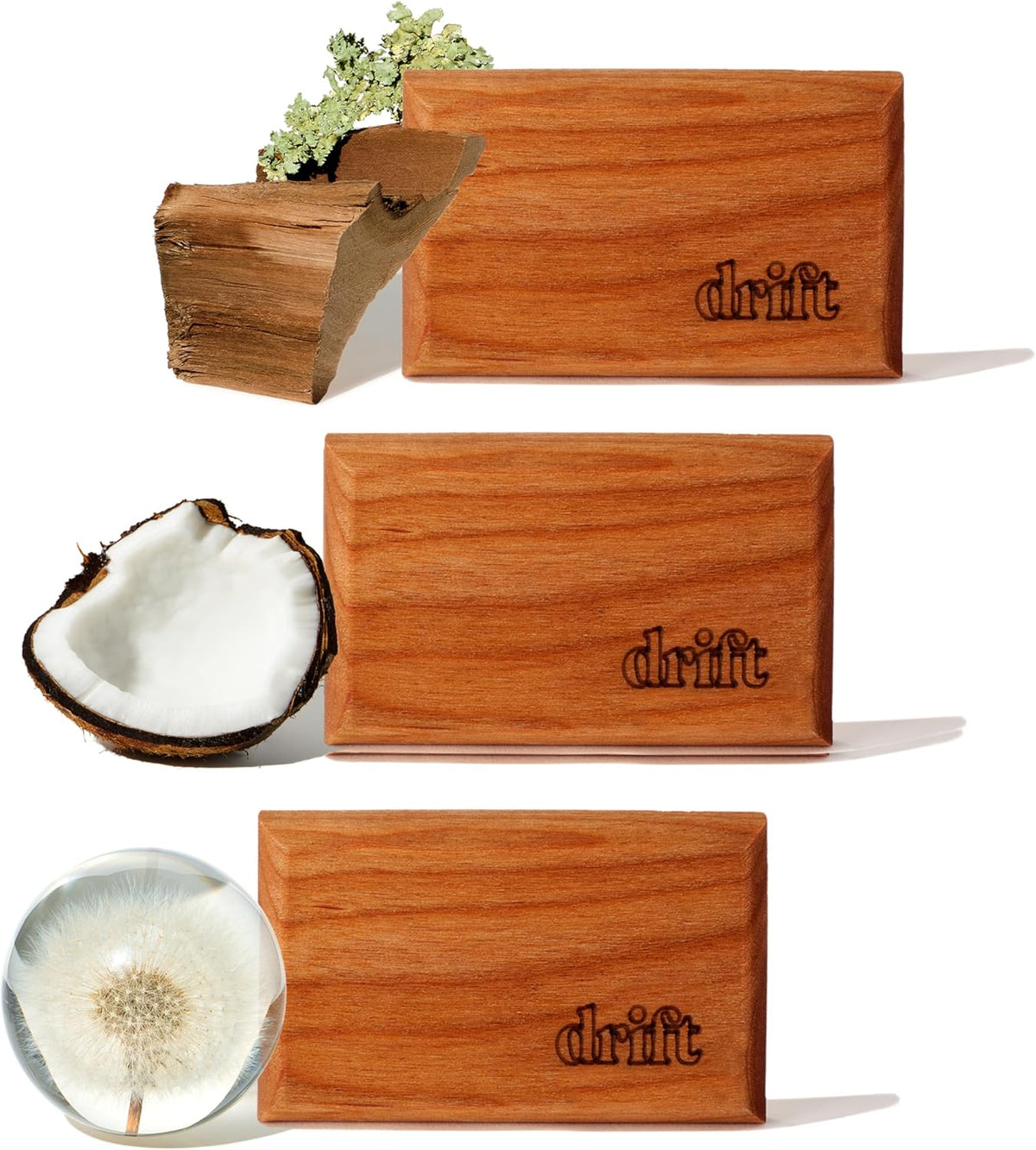 Drift Car Air Freshener - The Original Wood Air Freshener - Car Odor Eliminator - Long Lasting Scent - Metal Clip - Essential Oils - Clean Ingredients - Variety 3 Pack Refill - NO CLIP INCLUDED