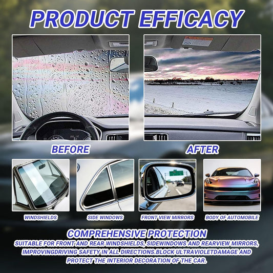Car Oil Film Removal Spray, Clear Vision Glass Cleaner, 100ml Clear Vision Windshield Cleaner with Microfiber Cloths, Quick Coating for Automotive Windows and Rearview Mirrors