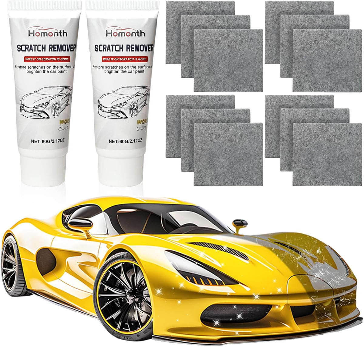 Car Scratch Remover - 2026 Upgrade Scratch Remover for Vehicles, Nano Polix Car Scratch Remover, Quick Fix Removal Paste for Deep Scratch Repair, All Paint Colors Polishing Kit