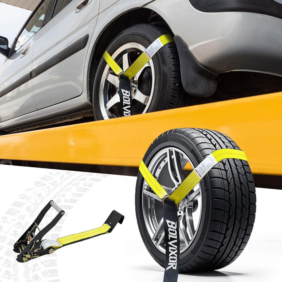 4 Pack Car Tie Down Straps for Trailers - 2" x 96" - 9900LBS Break Strength - Heavy Duty Tire Ratchet Straps with Flat Hooks for Hauling UTV, SUV, Truck, Any Cars