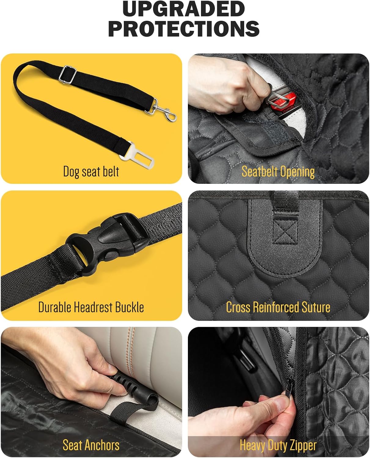 Back Seat Extender for Dogs, Waterproof Dog Car Seat Cover for Back Seat with Hard Bottom, Upgraded Material, Anti Scratch, Easy to Use and Clean, Holds 420lbs