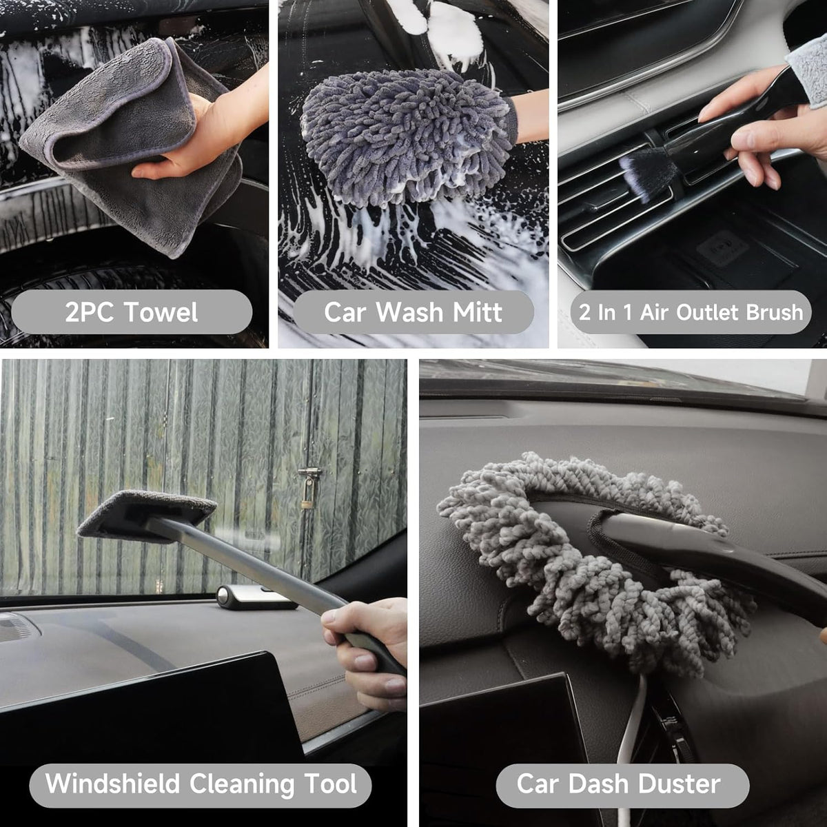 36Pcs Car Detailing Kit, Car Detailing Brush Set, Car Cleaning Kit, Auto Detailing Tools for Interior Exterior Wheels, Professional Car Wash Accessories with Windshield Cleaning Tool and Storage Box