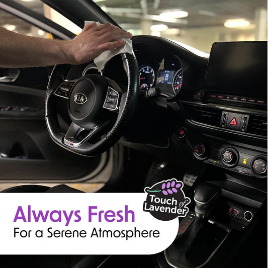 Wipex Auto Interior Car Cleaning Wipes - Plant Based Car Wipes - Lavender Essence, Safe for Vinyl, Rubber, Plastic, Leather, Chrome, Non-Greasy Matte Finish, UV Protectant, 40Ct Car Detailing Supplies