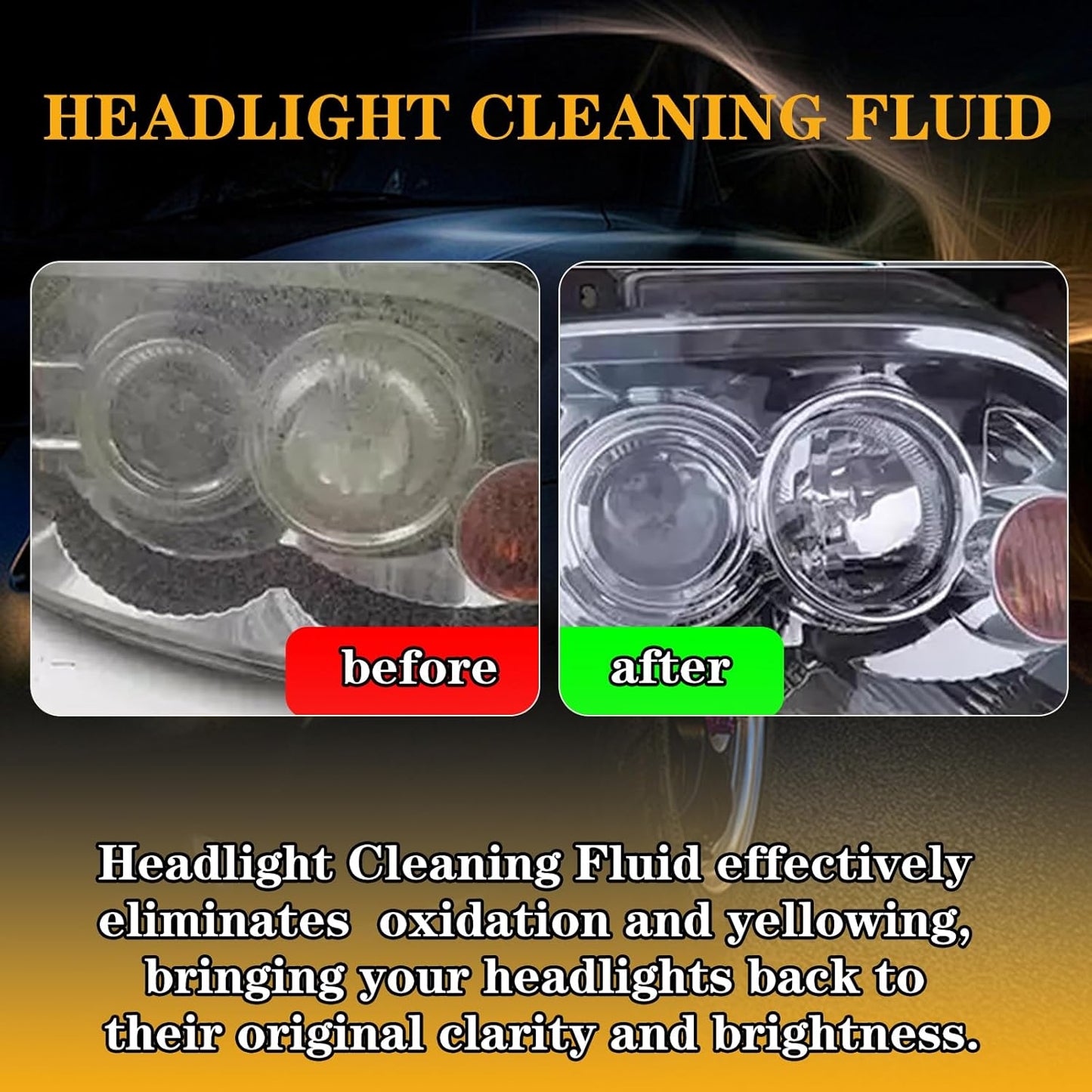 Headlight Cleaner & Restoration Kit Instantly Restores Yellowed, Foggy & Oxidized Headlights to Crystal Clear UV Protection Car Headlamp Cleaner Safe for Cars, Trucks, SUVs & Motorcycles