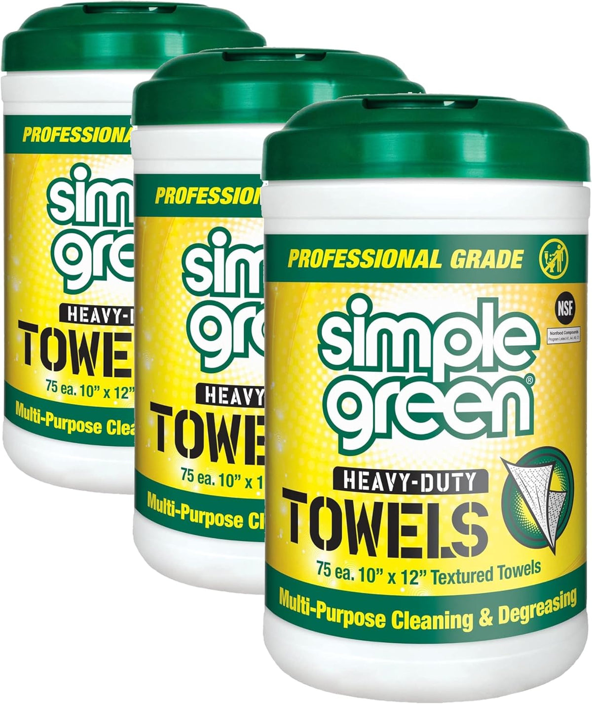 Simple Green Professional Grade Heavy-Duty Cleaning and Degreasing Towels, All-Purpose Cleaning Wipes, 75 count (Pack of 2)