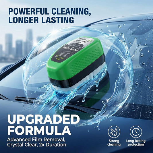 Automotive Oil Film Cleaning Brush for Car Windows, Car Windshield Cleaner Brush for Cleaning Car Windshield, Clear Vision Glass Cleaner with Anti-Rain & Anti-Fog Coating, Green