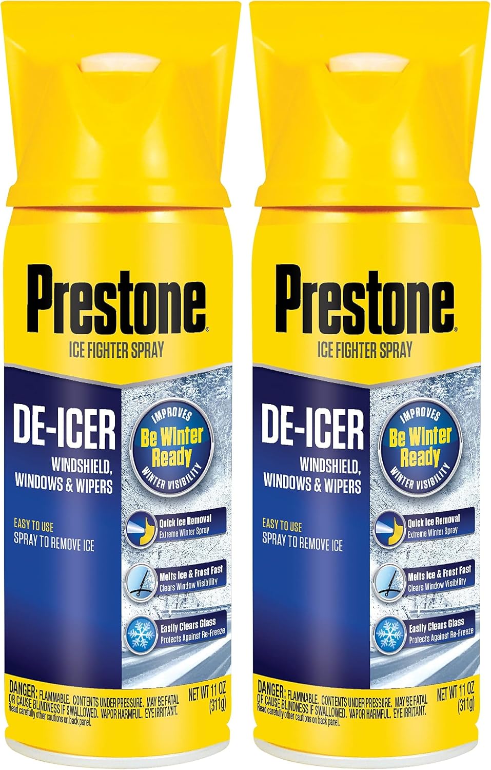 Prestone AS242 Windshield De-Icer - 11 oz. Aerosol (Pack of 2)