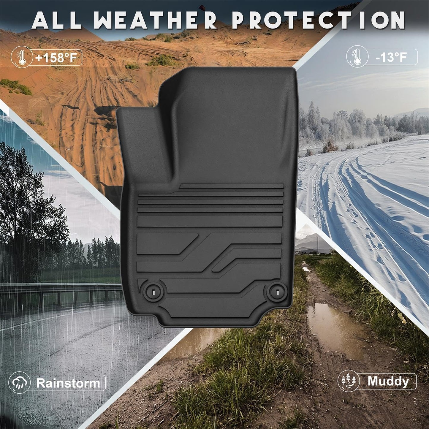 KARPAL Floor Mats for 2007-2013 Chevy Silverado & GMC Sierra 1500 Crew Cab / 2007-2014 2500/3500 HD(Footwell Coverage), All-Weather TPE Custom Fit Floor Liners Car Accessories
